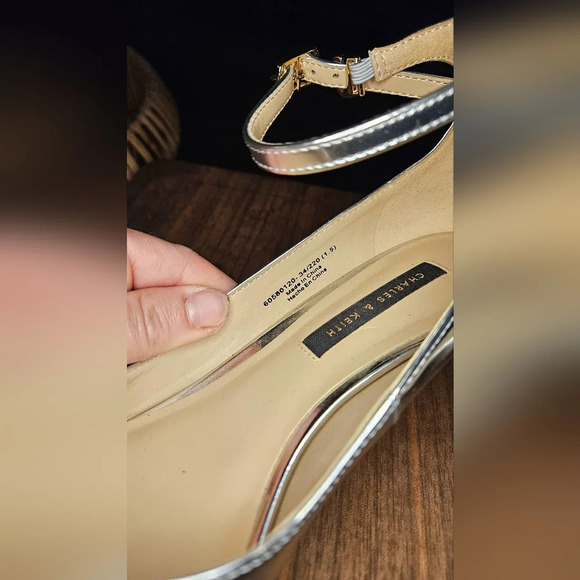 Charles & Keith Buckle Closure Ankle Strap Pointed Toe Pumps - Silver - Picture 9 of 15